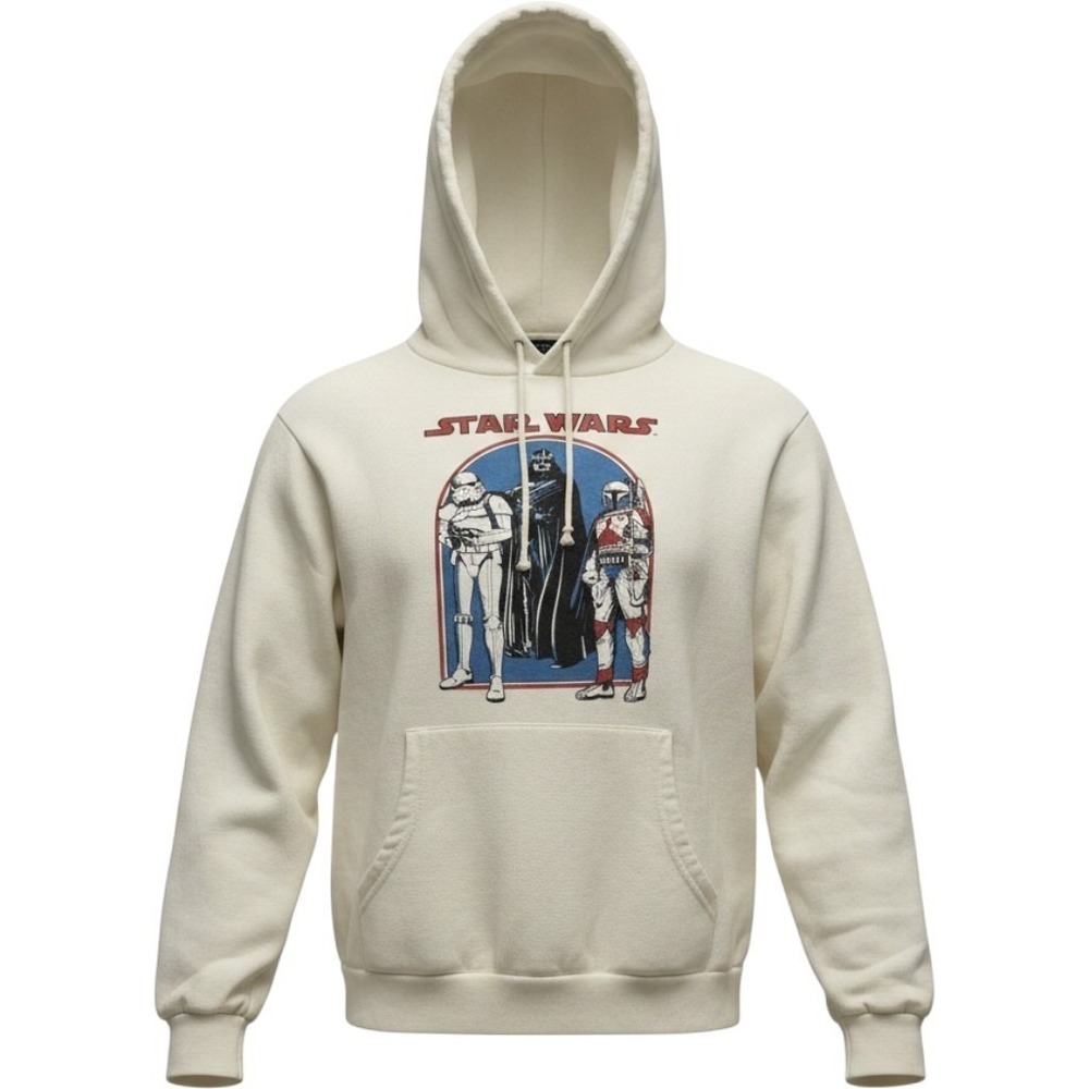 Star Wars Hoodie Youth XL Cream Darth Vader Boba Fett Stormtrooper Mad Engine